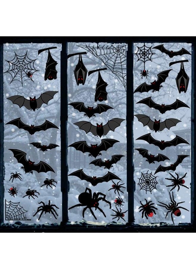 Ivenf Halloween Decorations Window Clings Decor Large Scary Silhouette Bats Spider Kids School Home Office Accessories Party Supplies Gifts 6 Sheet 59Pcs  - Image 2