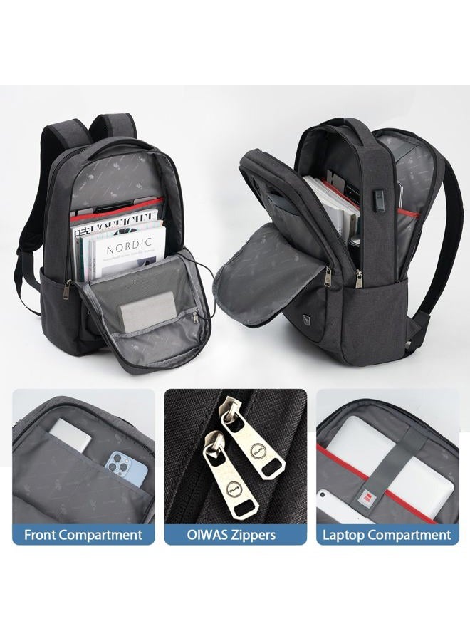 OIWAS Laptop Backpack 17 Inch for Men Business Bagpack Women Travel Daypack Large College School Bookbag Teens(Black) - Image 3