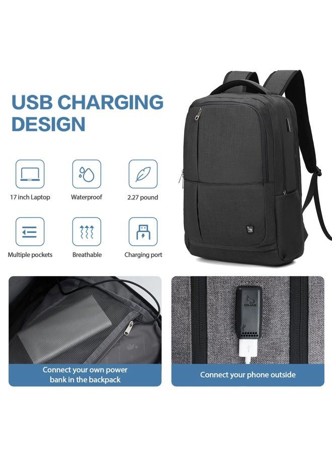 OIWAS Laptop Backpack 17 Inch for Men Business Bagpack Women Travel Daypack Large College School Bookbag Teens(Black) - Image 4