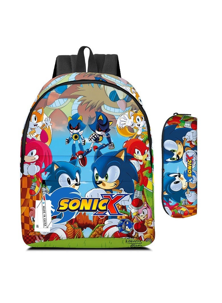 SONIC Cartoon Backpack Two-piece Student School Bag