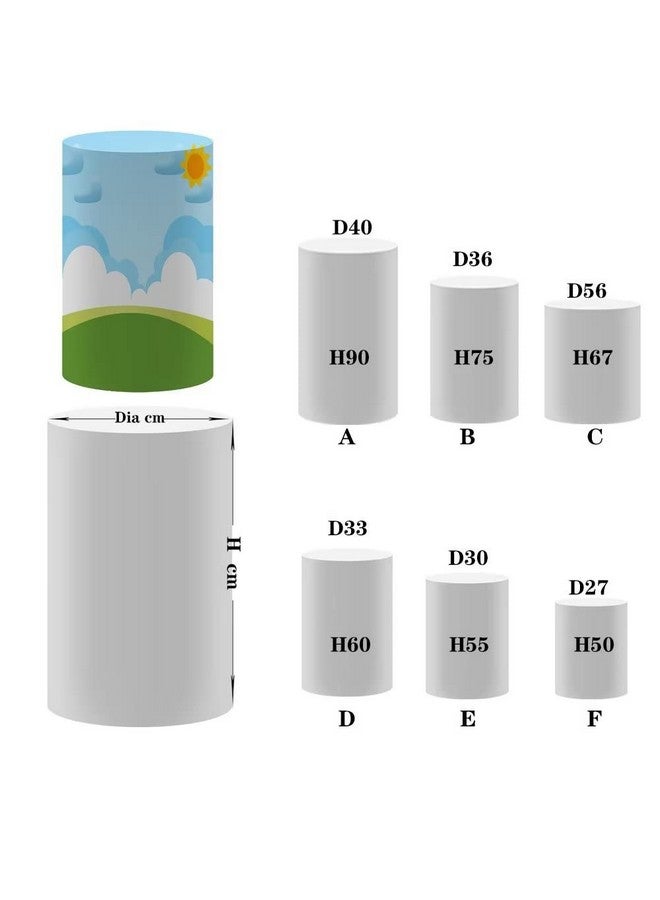 FiVan Baby Birthday Party Pedestal Cover Blue Plinth Cover Cartoon Elastic Stretch Spandex Pedestal Cover for Metal Cylinder Stands NO-1913 - Image 3