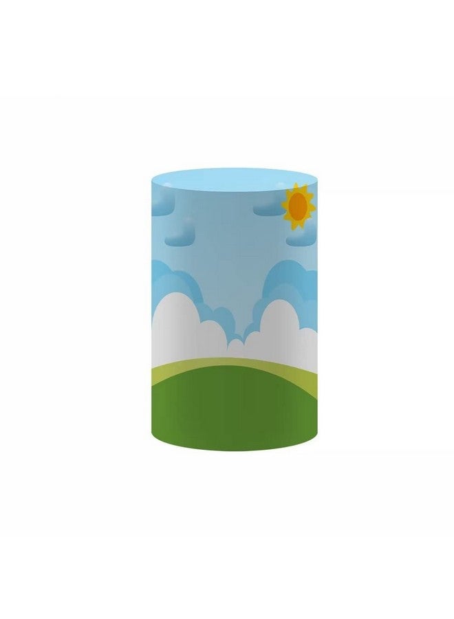 FiVan Baby Birthday Party Pedestal Cover Blue Plinth Cover Cartoon Elastic Stretch Spandex Pedestal Cover for Metal Cylinder Stands NO-1913 - Image 2