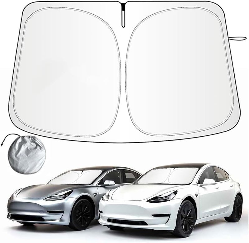 suntchen Sunshade for Car Windshield for Tesla Model 3/Y Custom Made, 240T Polyester Shield for Tesla Model 3 Sunshade, Car Interior for Tesla Model Y Sunshade, Summer accessories for 2016-2023 Tesla Model 3/Y - Image 1