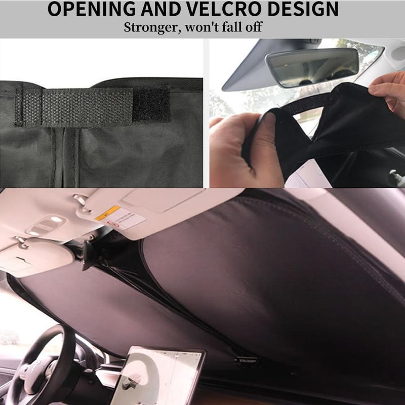 suntchen Sunshade for Car Windshield for Tesla Model 3/Y Custom Made, 240T Polyester Shield for Tesla Model 3 Sunshade, Car Interior for Tesla Model Y Sunshade, Summer accessories for 2016-2023 Tesla Model 3/Y - Image 3