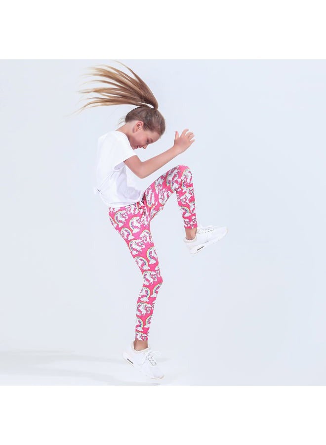 Quedoris Girls 3-Pack Printed Leggings Starry/Rainbow/Dreamy Unicorn 130Y - Image 2