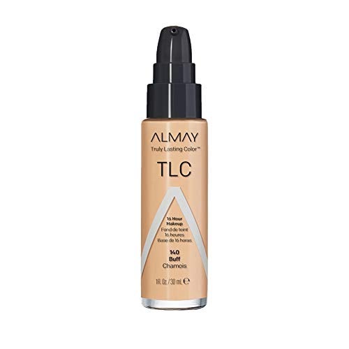 Almay Liquid Foundation Truly Lasting Color Long Wearing Natural Finish Vitamin E and Lemon Extract Hypoallergenic CrueltyFree Dermatologist Tested 140 Buff 1 fl oz