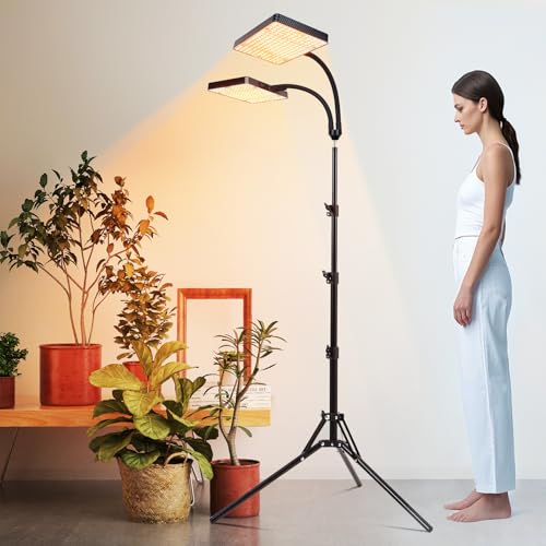 FECiDA 2026 2Head Grow Light with Stand, 50 Watt Power Draw, Bright and Big Coverage Grow Lights for Large Houseplants, Bonsai Tree, 4/8/12/16/20 Hr Timer, 24"-64" Height Adjustable, 360° Gooseneck - Image 3