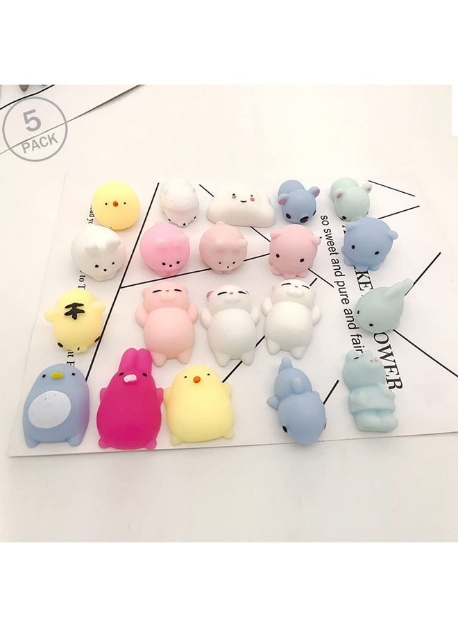 LaBeaute - LABEAUTE Kawaii Mochi Squishy Toys - Mini Animal Squishies, Pinata Khoi Bag Treats/ fillers, for Kids Birthday, Party Favors (Assorted, 5 Pack) - Image 1