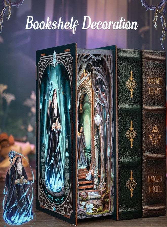 Cutefun Book Nook Kit, DIY Miniature Dollhouse Kit for Adults and Teens, 3D Wooden Puzzle Bookends, Bookshelf Insert Decor w/LED Light Dust Cover, Christmas Birthday Gifts (The Gate of Wonderland) - Image 2