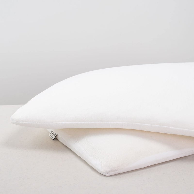 SPREAD SPAIN SPREAD SPAIN® Memory Foam Ultra Slim Flat Pillow 42x64 cm White and Dual-Sided Memory Foam Pillow, Anti-Bacterial and Hypoallergenic, Excellent for Stomach Sleeping  - Image 1