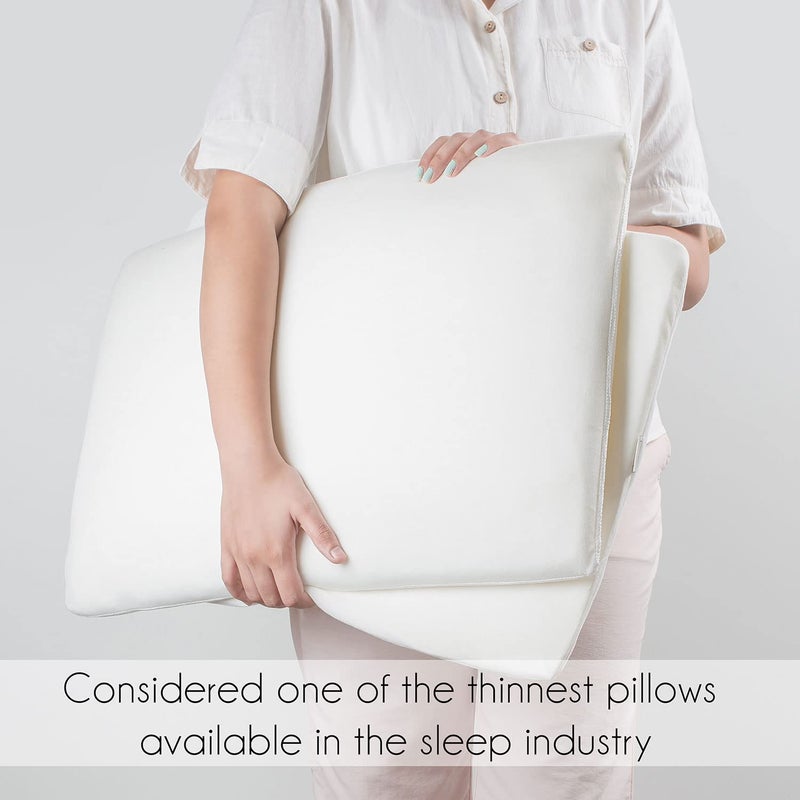 SPREAD SPAIN SPREAD SPAIN® Memory Foam Ultra Slim Flat Pillow 42x64 cm White and Dual-Sided Memory Foam Pillow, Anti-Bacterial and Hypoallergenic, Excellent for Stomach Sleeping  - Image 5
