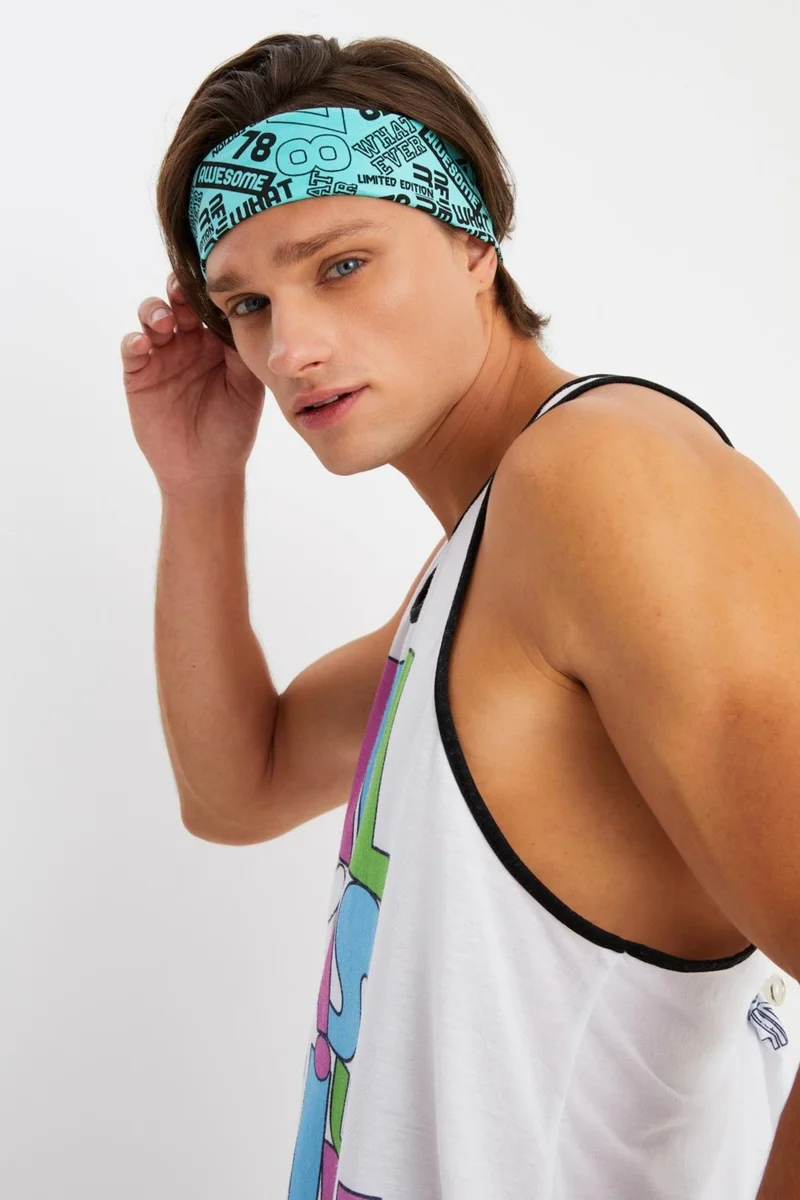 Butikgiz Turquaz Men's Cotton Combed Comb, Non-Slip, Sweatproof, Ultra Light, Sports Hair Band Bandana