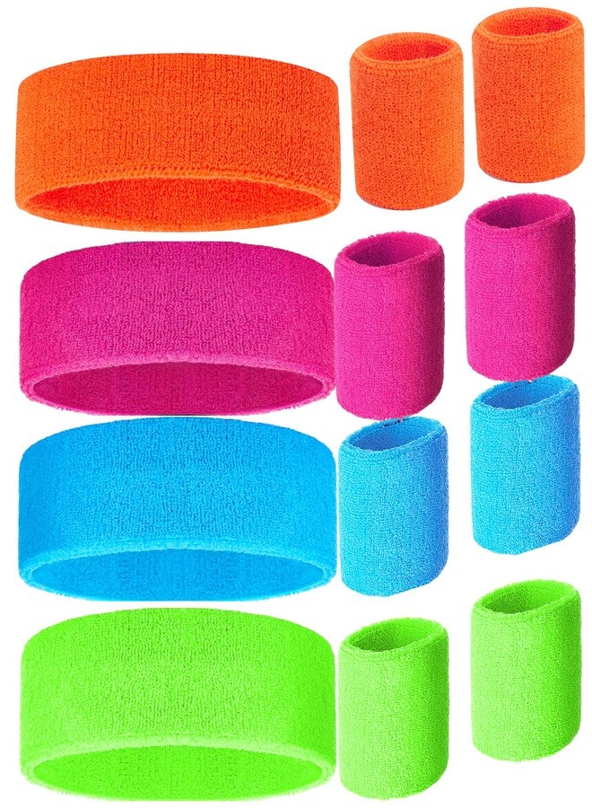 Zilo Novelties 80s Sweatband, Sports Headband and Wristbands, Sweat Bands Neon Colors, 80s Party, Sweatbands for Women, Colorful Sweatband Set - Image 1