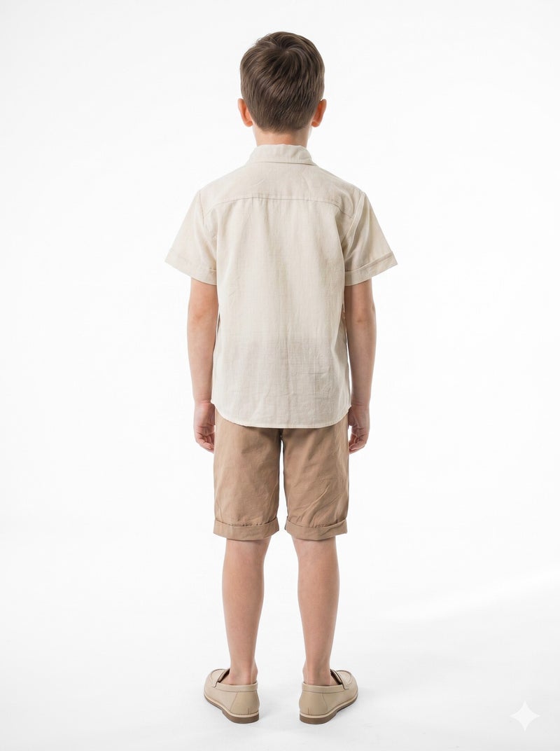 Hype Boys' two-piece summer set (shirt + shorts) with scarf, for ages 8 to 12 years, size 6896 - Image 3