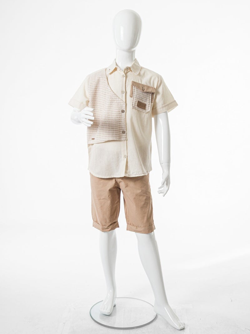 Hype Boys' two-piece summer set (shirt + shorts) with scarf, for ages 8 to 12 years, size 6896 - Image 4