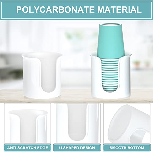 BYAWAY 2 Pack Bathroom Cup Dispenser 3 oz Countertop - Convenient Paper Cup Holder for Mouthwash Cups - Easy to Use Cup Dispenser for Bathroom（White） - Image 4