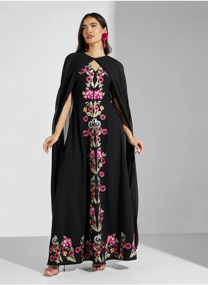 Frock and Frill Drape Sleeve Maxi Dress