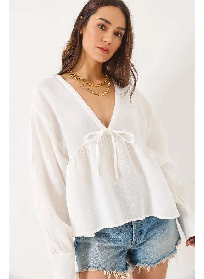 Ginger V Neck Bow Detail Top