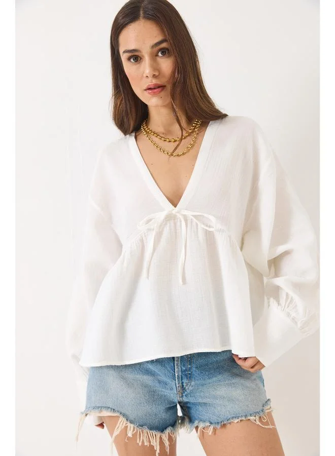 Ginger V Neck Bow Detail Top