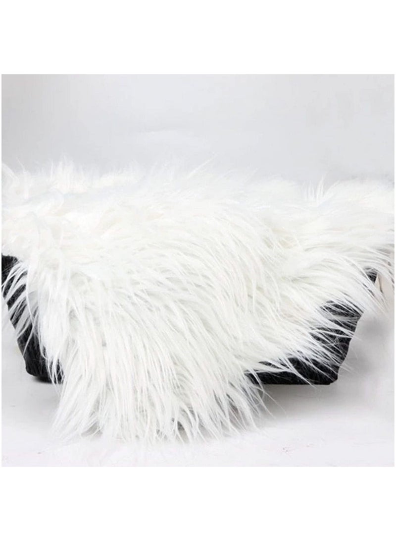Baby Newborn Fur Photography Photo Props Blanket rug Background Backdrops - White  - Image 4