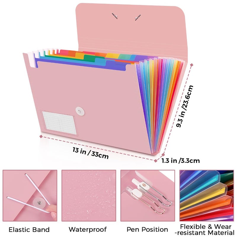 SKYDUE Expanding File Folder, Accordion File Organizer with 13 Pockets for A4/Letter Sized Paper, Accordion Folder with Labels - Document Receipt Organizer for Office, School, Home - Image 3