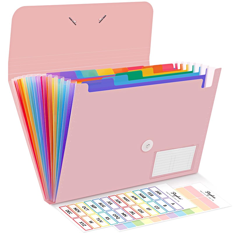 SKYDUE Expanding File Folder, Accordion File Organizer with 13 Pockets for A4/Letter Sized Paper, Accordion Folder with Labels - Document Receipt Organizer for Office, School, Home - Image 1