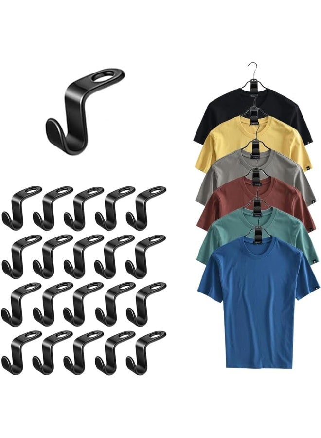 Red Dot Gift® 20 PCS Black Color Space Saving Hanger Connector Hooks - Clothes Hanger Space Saver for Closet Organization, Space Saving Hangers for Clothes, Clothes Hanger Connector Hooks (Black) - Image 1