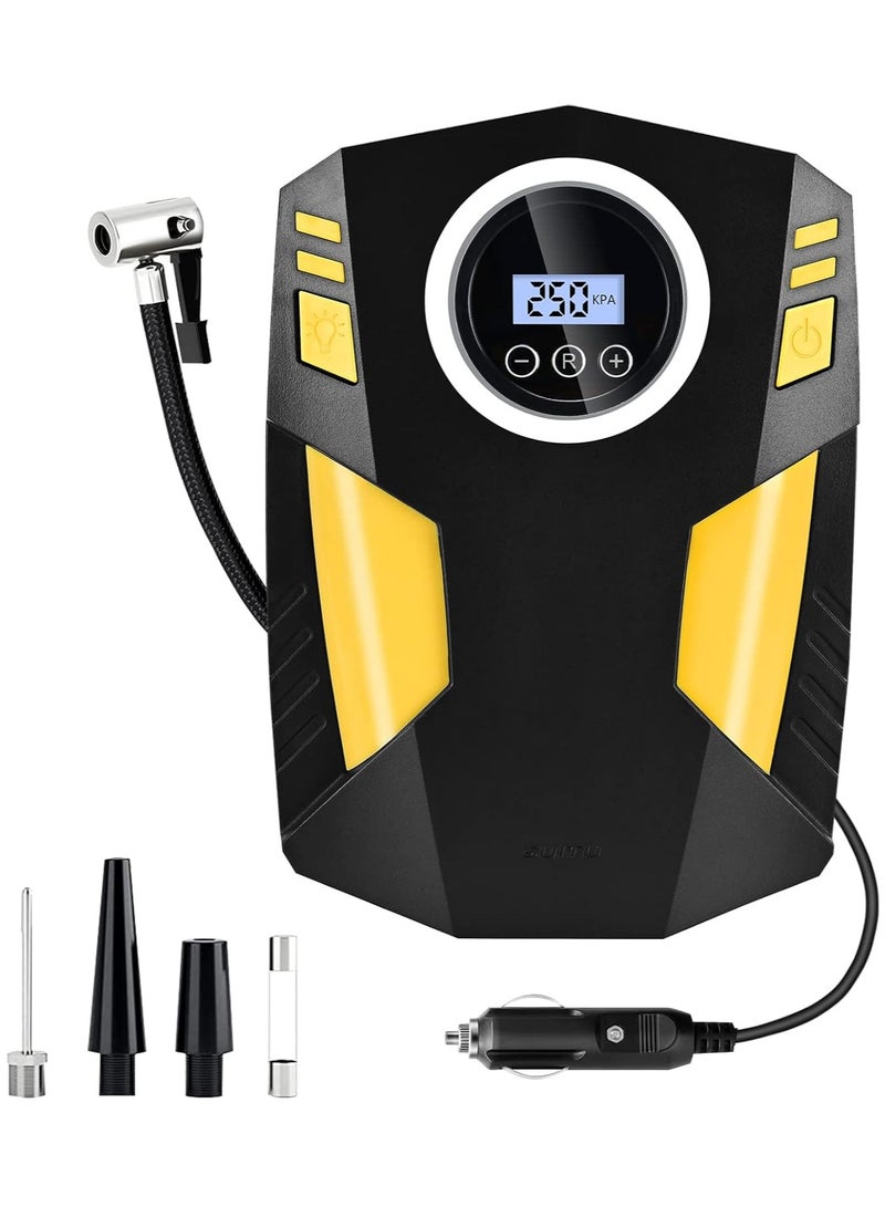 Digital Car Tyre Inflator Air Compressor with Auto Stop and LED Light 12V Fast Portable Air Pump for Car Bicycle Motorcycle Ball Air Mattress - Image 2