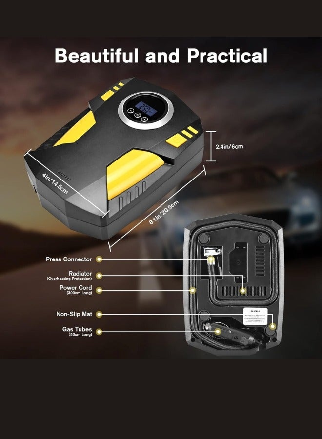 Digital Car Tyre Inflator Air Compressor with Auto Stop and LED Light 12V Fast Portable Air Pump for Car Bicycle Motorcycle Ball Air Mattress - Image 3