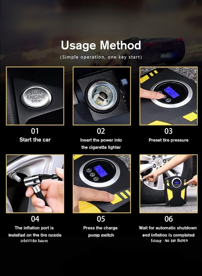 Digital Car Tyre Inflator Air Compressor with Auto Stop and LED Light 12V Fast Portable Air Pump for Car Bicycle Motorcycle Ball Air Mattress - Image 5