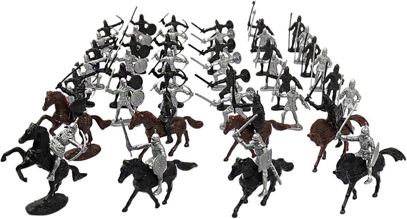 klarako Knights Toys, Plastic Medieval Knights Horses Soldier Action Model Toys Collection Gifts , 52pcs - Image 1