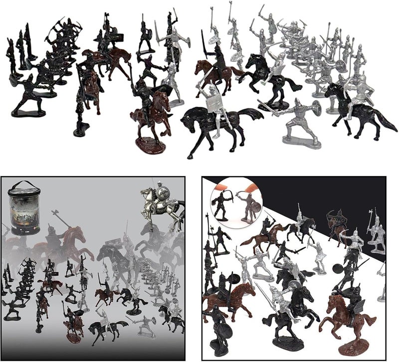 klarako Knights Toys, Plastic Medieval Knights Horses Soldier Action Model Toys Collection Gifts , 52pcs - Image 3