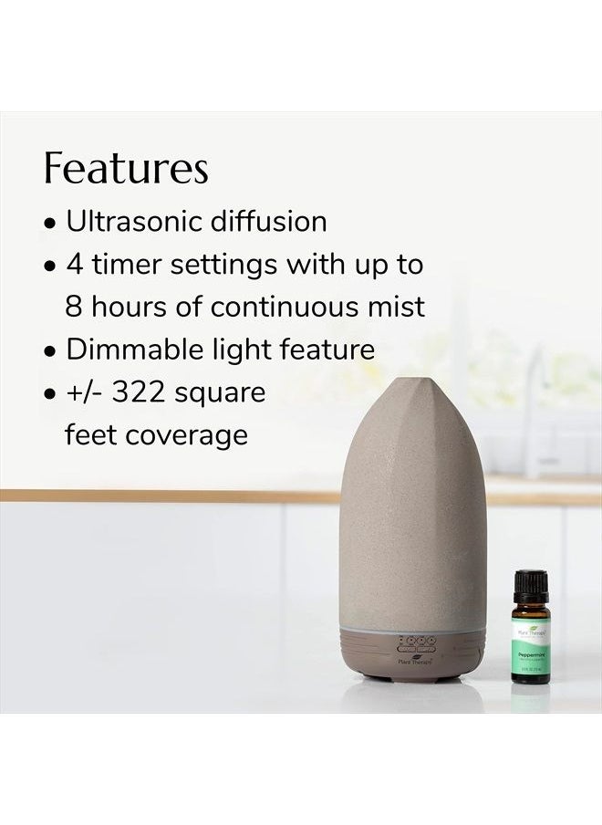 Plant Therapy Metro Stone Diffuser Gray - Essential Oil Diffuser - Sleek Design for Home & Office, 8 Hours of Diffusion, Auto Shut Off, Soft Ambient Lighting, Four Timer Settings  - Image 2