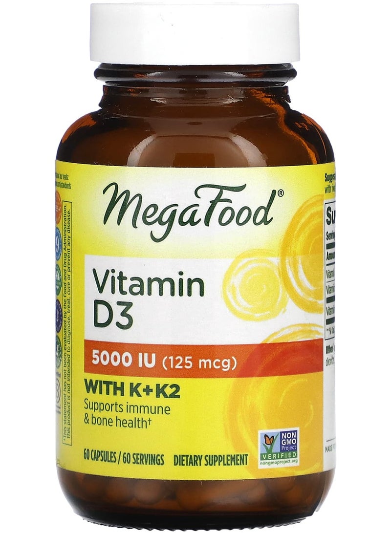 MegaFood Vitamin D3, 125 mcg  (5,000 IU), 60 Capsules