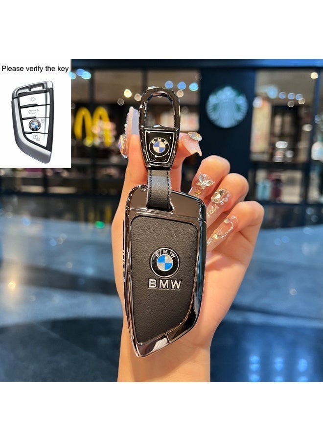 BMW Key Cover Compatible with 5 Series 530li/525li, 3 Series, 7 Series, X1/X5/X7 - Red Leather Rope Buckle - Image 1