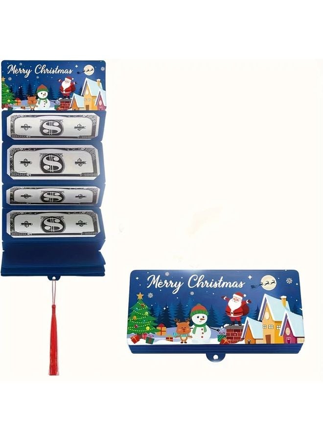 Blue Christmas Cash Bags Gift Card Holder 10 Compartments Festive Party Supplies - Image 1