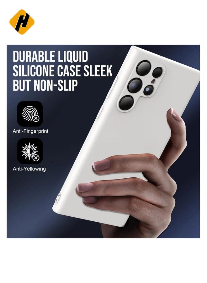 HuHa Case for Samsung Galaxy S24 Ultra Case, Real Premium Liquid Silicone Case [Velvety Touch], Camera All-Round Protection Case with Microfiber Lining for S24 Ultra 5G (White, S24 Ultra)  - Image 4