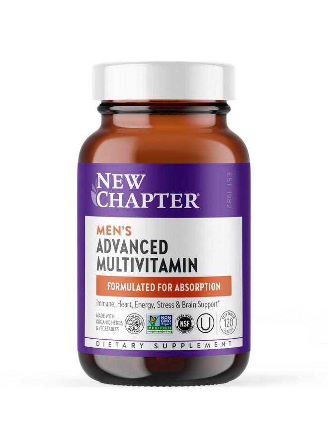 New Chapter Men's Multivitamin Advanced Formula for Stress, Brain, Immune, Heart & Energy Support, Higher Levels of Whole-Food Fermented Essential Nutrients for Men + Selenium + B Vitamins, 120 ct - Image 1