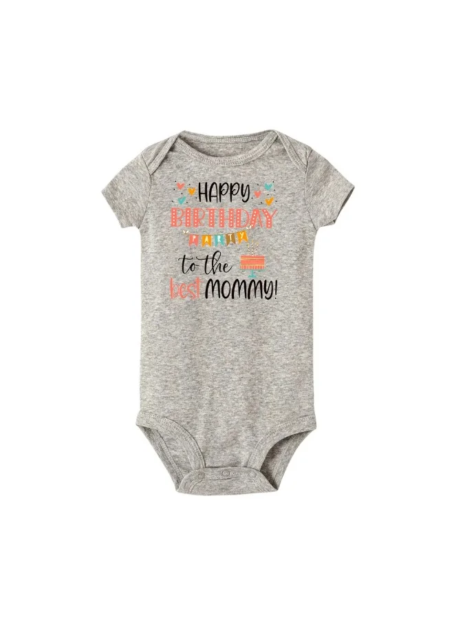 Matching Family Outfits Happy Birthday To The Best Mommy Baby Rompers – Soft, Breathable Cotton Printed Design for Newborns | Ideal Baby Birthday Outfit, Baby Shower Gift & Cute Everyday Baby Wear