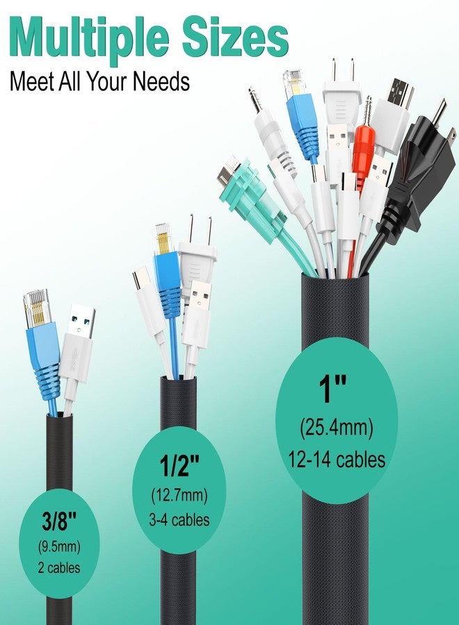 UOMTFAI Dog Cat Cord Protector 10ft - 1/2inch, Flexible Cable Sleeve for Easy Cord Management, Protects Cables from Pets Chewing, Ideal for USB, Power, Audio and Video Cords - Black - Image 4