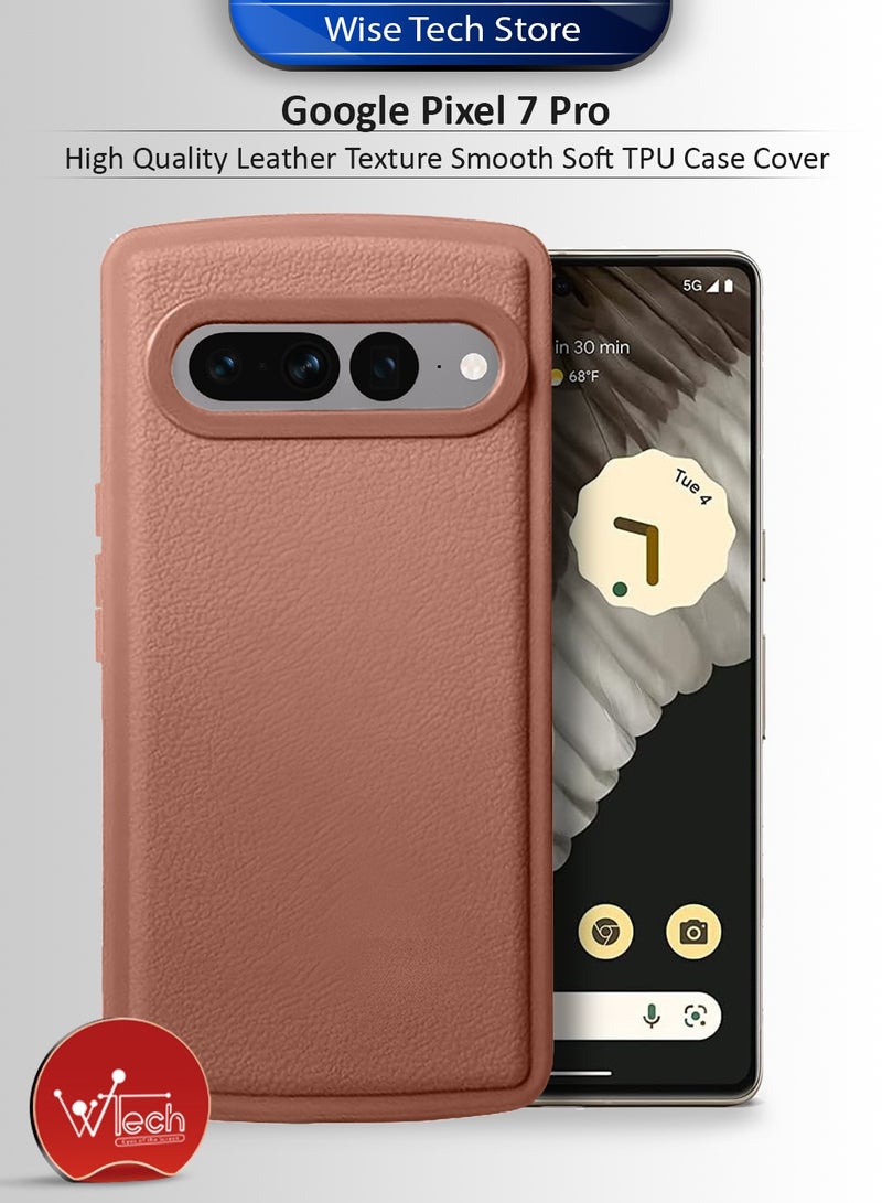 Wtech Google Pixel 7 Pro 5G 2024 High Quality Leather Texture Smooth Soft TPU Case Cover (MCFLSN) - Brown - Image 1