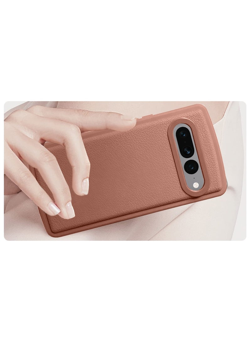 Wtech Google Pixel 7 Pro 5G 2024 High Quality Leather Texture Smooth Soft TPU Case Cover (MCFLSN) - Brown - Image 3