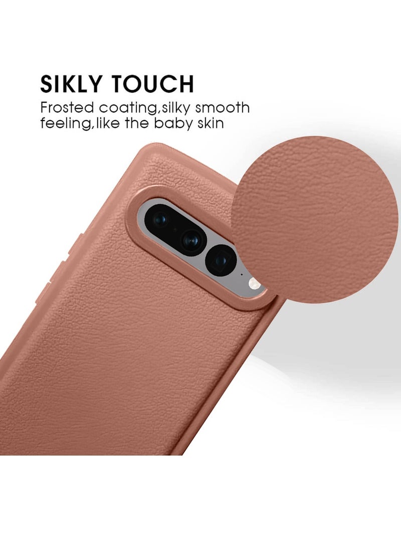 Wtech Google Pixel 7 Pro 5G 2024 High Quality Leather Texture Smooth Soft TPU Case Cover (MCFLSN) - Brown - Image 4