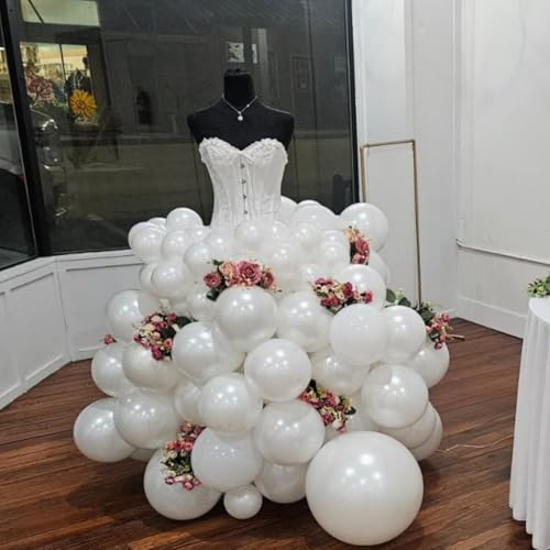 Isndare Pearl White Balloons Arch DoubleStuffed White Balloons Garland Ivory Balloon Different Sizes 1812105inch 61pcs Cream Beige Latex Balloons for Wedding Bridal Birthday Anniversary Decorations - Image 5