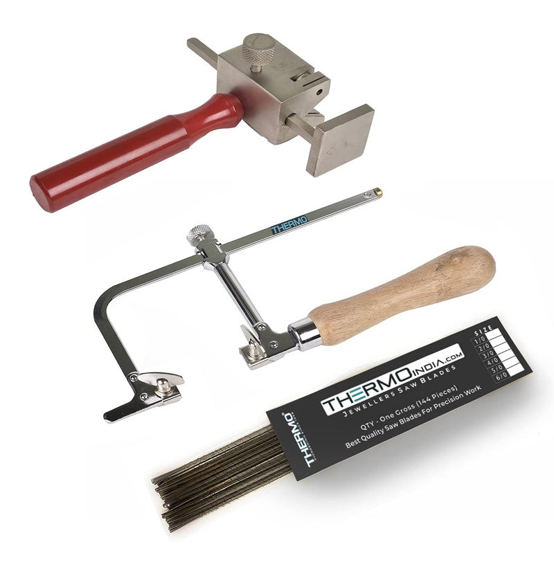 Thermo منشار يدوي قابل للتعديل 75 مم مع شفرات وجهاز قطع الأنابيب (منشار يدوي مع شفرات + جهاز قطع الأنابيب) - أحمر - صنع في بهارات - Image 1