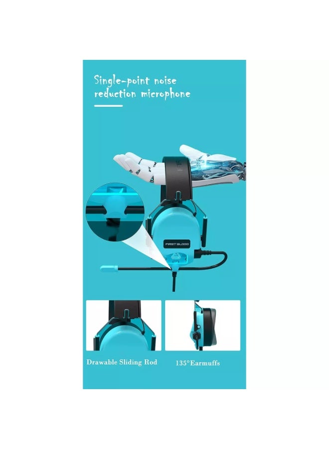 First Blood H10 USB RGB Gaming Headset - 7.1 Surround Sound - Advanced Noise Reduction Microphone - 50mm Drivers - Image 5