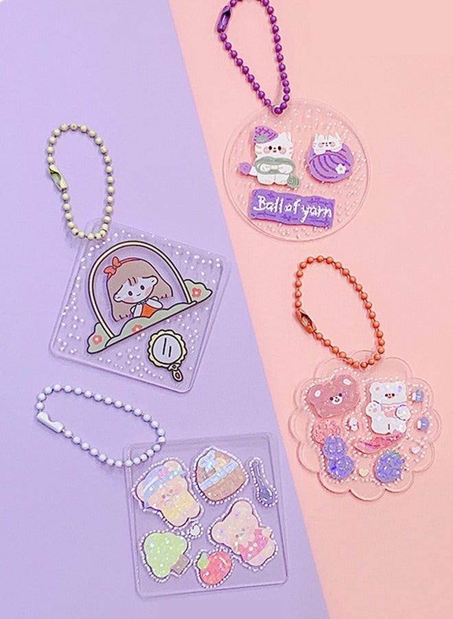 هايدو 360 + قلادة مفتاح سلسلة صنع مجموعة - ديي بطاقة مجموعة الديكور ، مع ملصقات عشوائية ، وسلاسل ، الملقط ، الفرشاة ، السكاكين ، سلسلة مفاتيح محلية الصنع ، لون عشوائي ، أفضل هدية للأطفال - Image 3