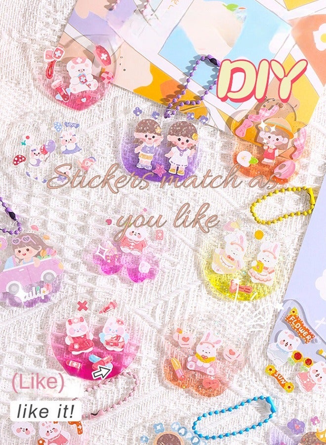 هايدو 360 + قلادة مفتاح سلسلة صنع مجموعة - ديي بطاقة مجموعة الديكور ، مع ملصقات عشوائية ، وسلاسل ، الملقط ، الفرشاة ، السكاكين ، سلسلة مفاتيح محلية الصنع ، لون عشوائي ، أفضل هدية للأطفال - Image 2