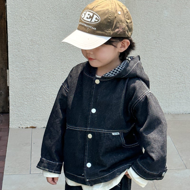 Kids Denim Set 2024 New Casual Autumn Outfit QW240058 black coat