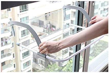 GNOLY GNOLY Adjustable Clothes Towel Drying Rack Shelf Balcony Window Socks and Plant Storage Hanging Holder Door Windowsill for Bathroom Indoor Outdoor - Image 2